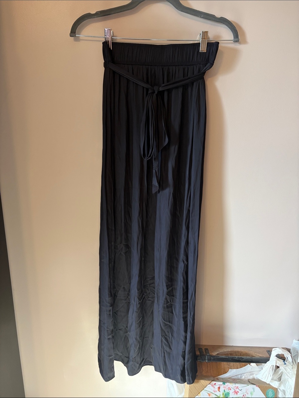 Express Navy Maxi Skirt with Tie Waist